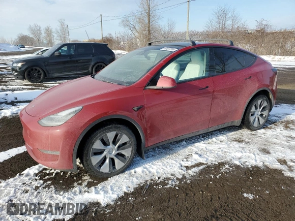 2022 Tesla Model Y Long Range with VIN 7SAYGDEE1NF458443, listed as a Copart auction lot 46497265 with 59,721 mi miles and Salvage Title. Bid and sale history available at carsss.com. Image 1.