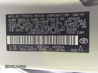 2010 Toyota Corolla with VIN JTDBU4EE0A9106972, listed as a IAAI auction lot 41896820 with 151,483 mi miles and . Bid and sale history available at DreamBid. Image 9.