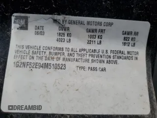 2004 Pontiac Grand Am SE1 with VIN 1G2NF52E94M510523, listed as a Copart auction lot 49918435 with 213,815 mi miles and Clean Title. Bid and sale history available at carsss.com. Image 12.