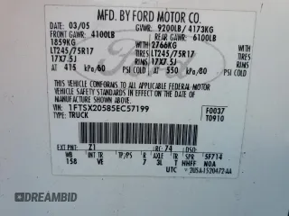 2005 Ford Super Duty F-250 XL with VIN 1FTSX20585EC57199, listed as a Copart auction lot 82987014 with 95,873 mi miles and Salvage Title. Bid and sale history available at carsss.com. Image 12.
