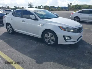 2015 Kia Optima Hybrid EX with VIN KNAGN4AD1F5089319, listed as a IAAI auction lot 41612736 with 136,329 mi miles. Bid and sale history available at carsss.com. Image 1.
