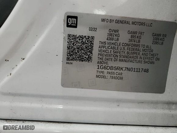 2022 Cadillac CT4 Premium Luxury with VIN 1G6DB5RK7N0111748, listed as a Copart auction lot 41808105 with 71,854 mi miles and Salvage Title. Bid and sale history available at carsss.com. Image 12.