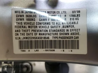 2010 Honda Insight LX z VIN JHMZE2H5XAS018546, wystawiony jako Copart lot #61411545 z przebiegiem 55 814 mil mil oraz Czysty tytuł • Clean title. Historia ofert i sprzedaży dostępna na DreamBid. Obrazek 12.