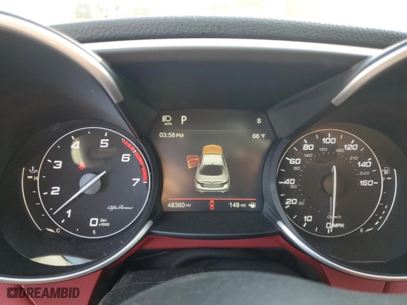 2019 Alfa Romeo Giulia with VIN ZARFANAN7K7622609, listed as a Copart auction lot 47357475 with 48,360 mi miles and Salvage Title. Bid and sale history available at carsss.com. Image 9.