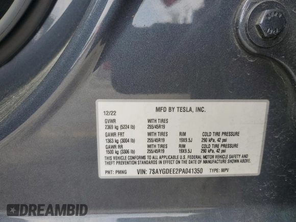 2023 Tesla Model Y Long Range z VIN 7SAYGDEE2PA041350, wystawiony jako Copart lot #56657005 z przebiegiem 25 090 mil mil oraz Szkoda całkowita • Salvage title. Historia ofert i sprzedaży dostępna na DreamBid. Obrazek 12.