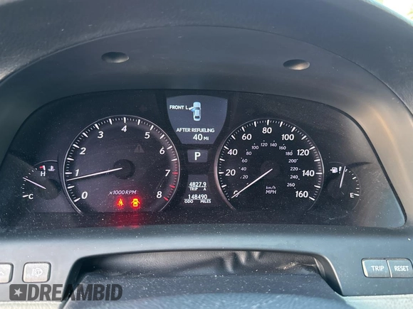 2009 Lexus LS 460 with VIN JTHCL46F795001457, listed as a Copart auction lot 55901025 with 148,490 mi miles and Salvage Title. Bid and sale history available at DreamBid. Image 8.