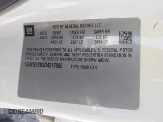 2013 Buick Verano Group with VIN 1G4PS5SK3D4217802, listed as a IAAI auction lot 42278975 with 92,141 mi miles and . Bid and sale history available at DreamBid. Image 9.