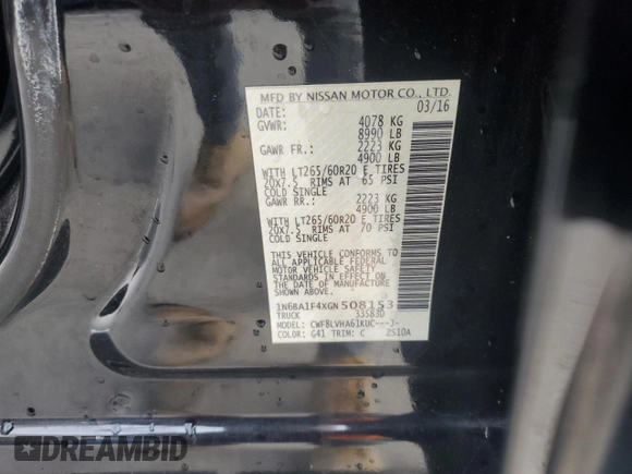 2016 Nissan Titan XD PRO-4X with VIN 1N6BA1F4XGN508153, listed as a Copart auction lot 83017424 with 152,709 mi miles and Clean Title. Bid and sale history available at carsss.com. Image 12.