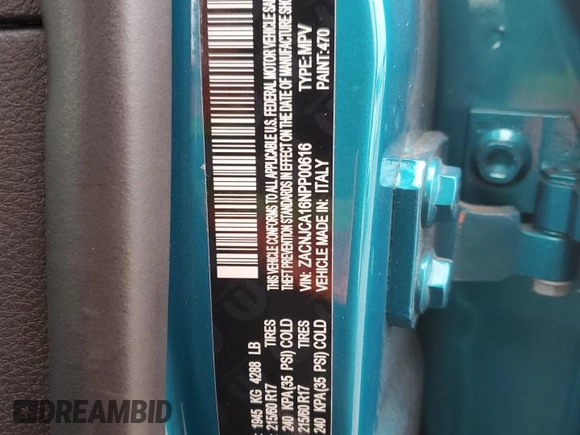 2022 Jeep Renegade Sport with VIN ZACNJCA16NPP00616, listed as a Copart auction lot 49218585 with 24,658 mi miles and Clean title. Bid and sale history available at DreamBid. Image 12.