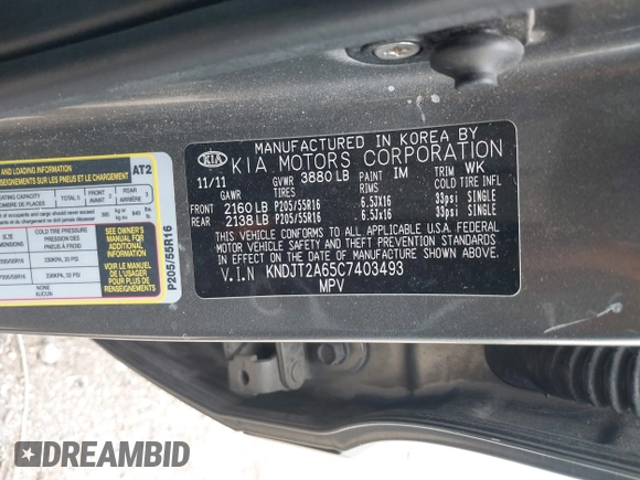 2012 Kia Soul + with VIN KNDJT2A65C7403493, listed as a IAAI auction lot 42095119 with 151,258 mi miles. Bid and sale history available at carsss.com. Image 9.