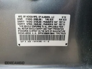 2009 Honda Ridgeline RTL z VIN 5FPYK16569B103645, wystawiony jako Copart lot #58300625 z przebiegiem 103 195 mil mil oraz Szkoda całkowita • Salvage title. Historia ofert i sprzedaży dostępna na DreamBid. Obrazek 12.