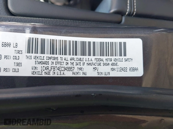 2014 Jeep Grand Cherokee Limited with VIN 1C4RJFBT4EC349957, listed as a IAAI auction lot 42118241 with 127,168 mi miles and . Bid and sale history available at DreamBid. Image 9.