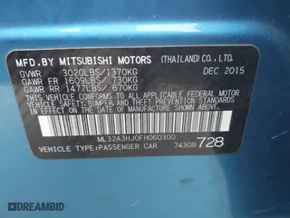 2015 Mitsubishi Mirage DE with VIN ML32A3HJ0FH060300, listed as a IAAI auction lot 41918985 with 132,784 mi miles. Bid and sale history available at carsss.com. Image 9.