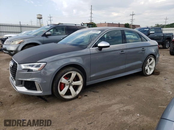 2019 Audi RS 3 z VIN WUABWGFFXKA903963, wystawiony jako Copart lot #59592684 z przebiegiem Nie podano mil oraz Czysty tytuł • Clean title. Historia ofert i sprzedaży dostępna na DreamBid. Obrazek 1.