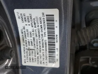 2017 Honda Civic Sedan EX-T with VIN 2HGFC1F34HH648975, listed as a Copart auction lot 47972315 with 169,999 mi miles and Salvage Title. Bid and sale history available at carsss.com. Image 13.