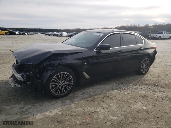 2019 BMW 5 Series 530e iPerformance with VIN WBAJA9C54KB392594, listed as a Copart auction lot 85002434 with 0 mi miles and Salvage Title. Bid and sale history available at carsss.com. Image 1.