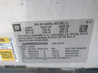 2014 GMC Acadia SLT with VIN 1GKKRRKD8EJ204036, listed as a IAAI auction lot 41673944 with 180,931 mi miles. Bid and sale history available at carsss.com. Image 9.