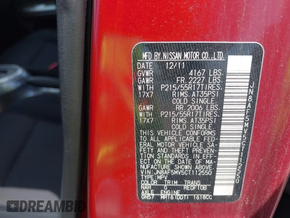 2012 Nissan Juke SL z VIN JN8AF5MV5CT112550, wystawiony jako IAAI lot #42320210 z przebiegiem 146 661 mil mil oraz . Historia ofert i sprzedaży dostępna na DreamBid. Obrazek 9.