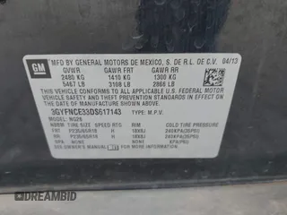 2013 Cadillac SRX Luxury Collection with VIN 3GYFNCE33DS617143, listed as a IAAI auction lot 41876084 with 102,512 mi miles. Bid and sale history available at carsss.com. Image 9.