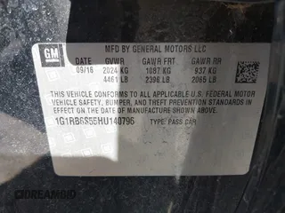 2017 Chevrolet Volt Premier with VIN 1G1RB6S55HU140796, listed as a IAAI auction lot 41968805 with 128,848 mi miles. Bid and sale history available at carsss.com. Image 9.