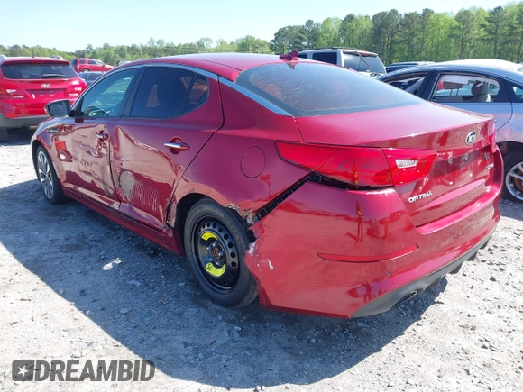 2015 Kia Optima SX with VIN 5XXGR4A76FG514014, listed as a IAAI auction lot 41980954 with 114,400 mi miles and . Bid and sale history available at carsss.com. Image 3.