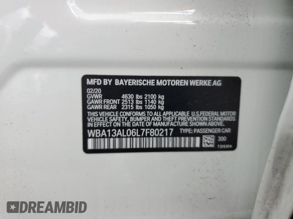 2020 BMW 2 Series M235i xDrive with VIN WBA13AL06L7F80217, listed as a Copart auction lot 41651614 with 26,305 mi miles. Bid and sale history available at carsss.com. Image 12.