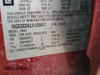 2018 Chevrolet Colorado 2WD LT with VIN 1GCGSCEA2J1200417, listed as a Copart auction lot 44037245 with 108,880 mi miles and Salvage Title. Bid and sale history available at DreamBid. Image 12.
