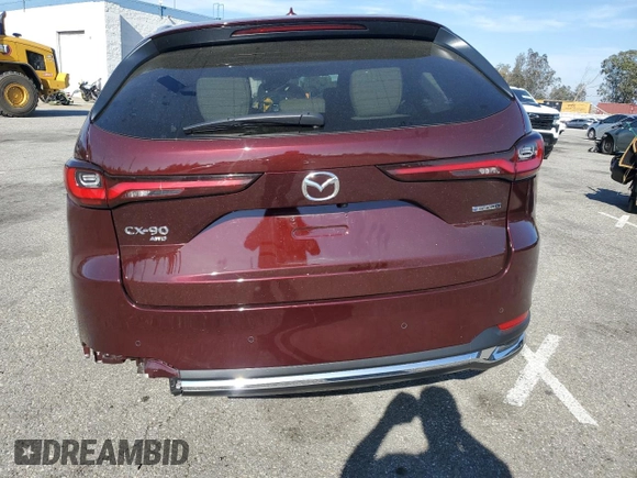 2024 Mazda CX-90 Premium z VIN JM3KKDHD8R1113467, wystawiony jako Copart lot #50405355 z przebiegiem 10 267 mil mil oraz Szkody całkowita. Historia ofert i sprzedaży dostępna na DreamBid. Obrazek 6.
