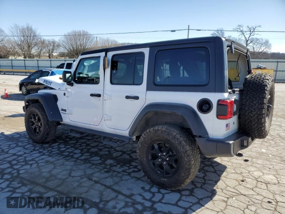 2020 Jeep Wrangler Unlimited Willys with VIN 1C4HJXDN4LW169762, listed as a Copart auction lot 48365065 with 34,823 mi miles and Salvage title. Bid and sale history available at DreamBid. Image 2.