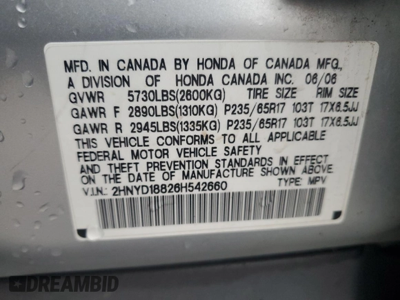 2006 Acura MDX Touring w/Navi with VIN 2HNYD18826H542660, listed as a Copart auction lot 70378314 with 207,560 mi miles and Salvage Title. Bid and sale history available at carsss.com. Image 13.
