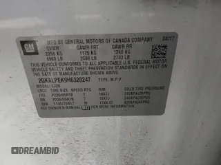 2017 GMC Terrain SLT z VIN 2GKALPEK9H6328247, wystawiony jako IAAI lot #41846797 z przebiegiem 146 947 mil mil oraz . Historia ofert i sprzedaży dostępna na DreamBid. Obrazek 9.