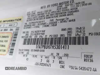 2017 Ford Mustang EcoBoost Premium with VIN 1FATP8UH7H5301411, listed as a IAAI auction lot 41971140 with 55,176 mi miles and . Bid and sale history available at carsss.com. Image 9.