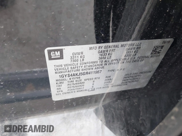 2016 Cadillac Escalade z VIN 1GYS4AKJ5GR411967, wystawiony jako IAAI lot #41848021 z przebiegiem 120 579 mil mil oraz . Historia ofert i sprzedaży dostępna na DreamBid. Obrazek 9.
