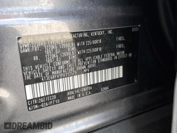 2023 Toyota RAV4 Hybrid XSE with VIN 4T3E6RFV1PU112579, listed as a Copart auction lot 74387924 with 103,340 mi miles and Salvage title. Bid and sale history available at DreamBid. Image 13.
