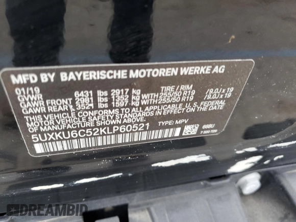 2019 BMW X6 xDrive50i with VIN 5UXKU6C52KLP60521, listed as a Copart auction lot 76317864 with 15,243 mi miles and Clean Title. Bid and sale history available at carsss.com. Image 13.