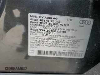 2018 Audi SQ5 Prestige с VIN WA1C4AFY5J2215054, выставлен на аукционе Copart как лот 53513465 с пробегом 109 210 миль миль и Списание • Salvage title. История ставок и продаж доступна на DreamBid. Изображение 13.