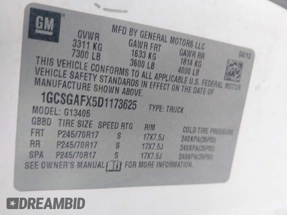2013 Chevrolet Express Cargo Van with VIN 1GCSGAFX5D1173625, listed as a IAAI auction lot 41925806 with 365,298 mi miles. Bid and sale history available at carsss.com. Image 9.