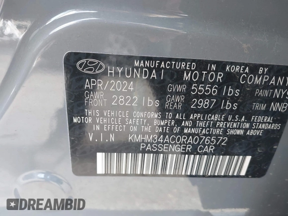 2024 Hyundai Ioniq 6 SEL z VIN KMHM34AC0RA076572, wystawiony jako IAAI lot #42188178 z przebiegiem 1 828 mil mil oraz . Historia ofert i sprzedaży dostępna na DreamBid. Obrazek 9.