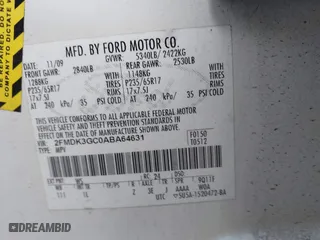 2010 Ford Edge SE with VIN 2FMDK3GC0ABA64631, listed as a IAAI auction lot 41853707 with 152,823 mi miles. Bid and sale history available at carsss.com. Image 9.