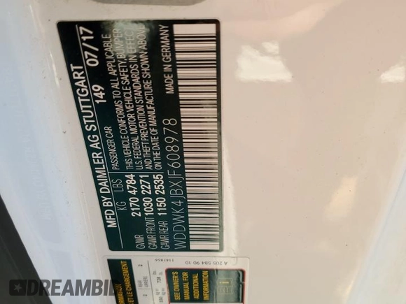 2018 Mercedes-Benz C 300 with VIN WDDWK4JBXJF608978, listed as a Copart auction lot 43220425 with 67,144 mi miles and Salvage title. Bid and sale history available at DreamBid. Image 14.