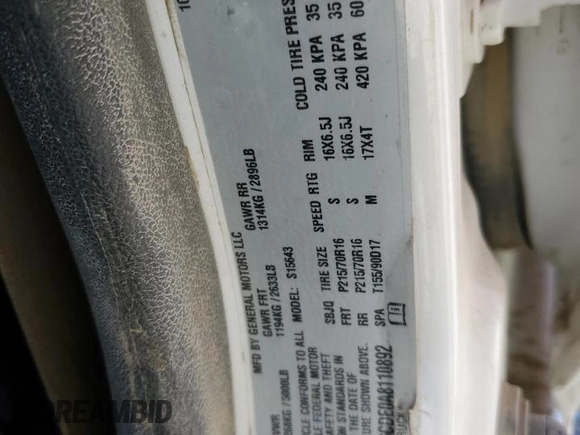 2010 GMC Canyon SLE1 z VIN 1GTDSCDE0A8110892, wystawiony jako Copart lot #70887924 z przebiegiem 96 470 mil mil oraz Szkoda całkowita • Salvage title. Historia ofert i sprzedaży dostępna na DreamBid. Obrazek 13.