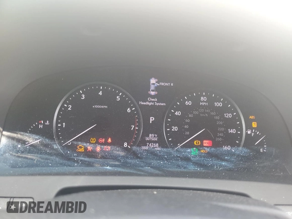 2013 Lexus LS 460 with VIN JTHBL5EF7D5113980, listed as a Copart auction lot 58400355 with 74,268 mi miles and Salvage title. Bid and sale history available at DreamBid. Image 9.