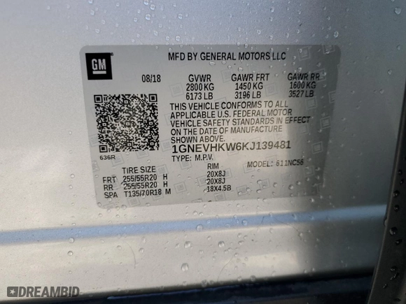 2019 Chevrolet Traverse LT Leather with VIN 1GNEVHKW6KJ139481, listed as a Copart auction lot 44913095 with 47,723 mi miles and Salvage Title. Bid and sale history available at carsss.com. Image 13.