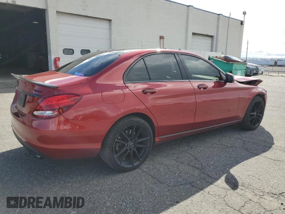 2017 Mercedes-Benz C 300 with VIN 55SWF4KB2HU215695, listed as a Copart auction lot 51107705 with 75,377 mi miles and Salvage Title. Bid and sale history available at carsss.com. Image 3.
