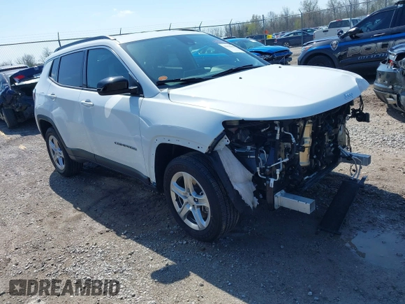 2023 Jeep Compass Latitude with VIN 3C4NJDBN9PT561829, listed as a IAAI auction lot 41994610 with 29,583 mi miles and . Bid and sale history available at DreamBid. Image 1.