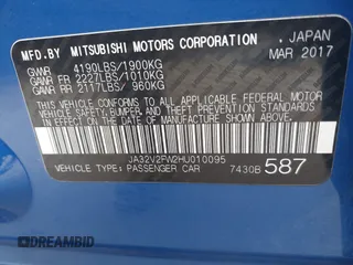 2017 Mitsubishi Lancer ES with VIN JA32V2FW2HU010095, listed as a IAAI auction lot 41899996 with 136,889 mi miles. Bid and sale history available at carsss.com. Image 9.