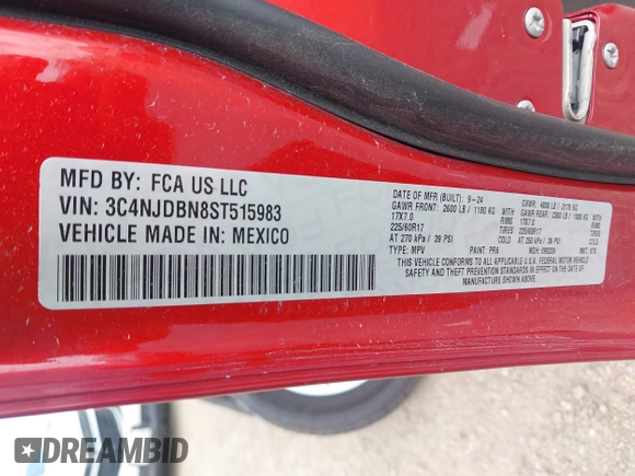 2025 Jeep Compass Latitude с VIN 3C4NJDBN8ST515983, выставлен на аукционе IAAI как лот 42172656 с пробегом 2 836 миль миль и . История ставок и продаж доступна на DreamBid. Изображение 9.