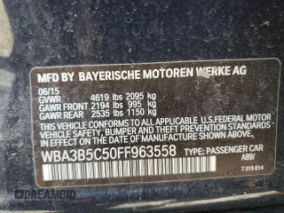 2015 BMW 3 Series 328i xDrive with VIN WBA3B5C50FF963558, listed as a Copart auction lot 46451985 with 51,337 mi miles and Salvage Title. Bid and sale history available at carsss.com. Image 14.