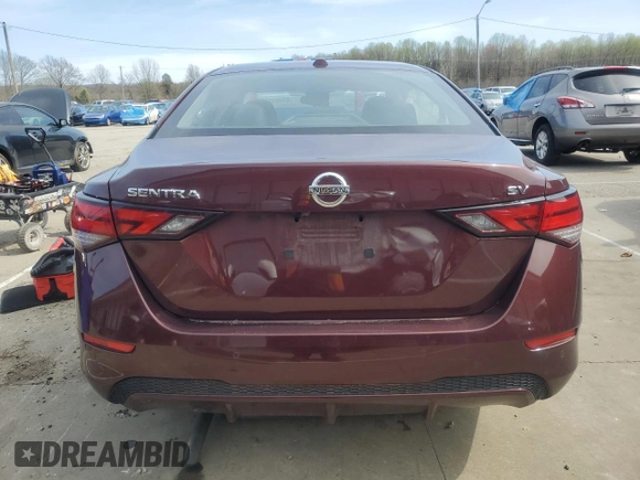 2022 Nissan Sentra SV with VIN 3N1AB8CV1NY292083, listed as a Copart auction lot 51494285 with 49,157 mi miles and Non Repairable. Bid and sale history available at carsss.com. Image 6.