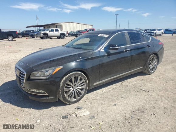 2015 Hyundai Genesis 5.0L with VIN KMHGN4JF1FU064264, listed as a Copart auction lot 45458375 with 113,715 mi miles and Salvage Title. Bid and sale history available at carsss.com. Image 1.